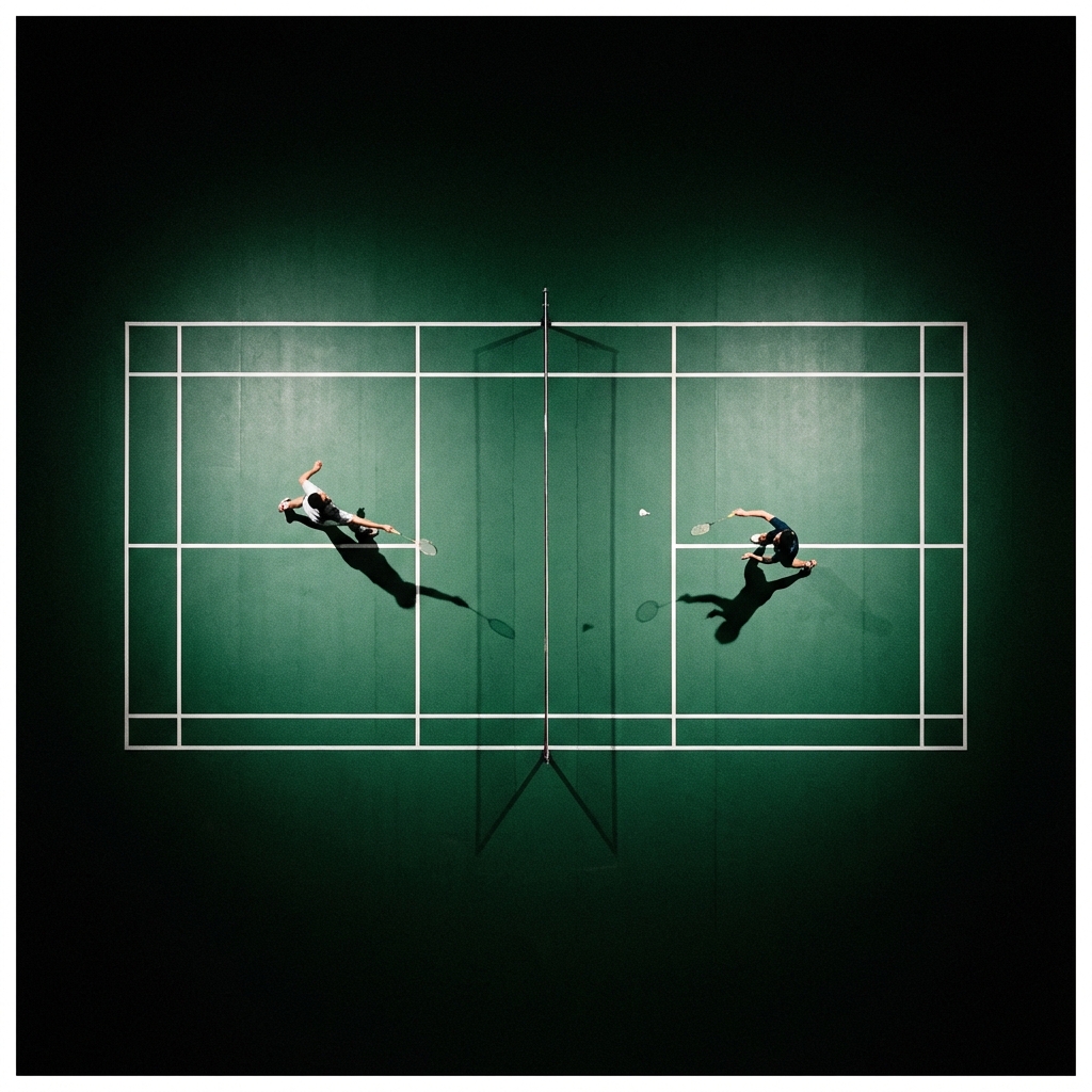 Aerial view of badminton court